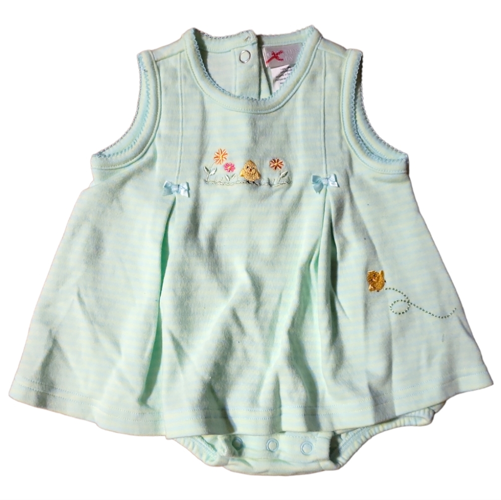 Carter's Pastel Striped Soft Dress Snaps Flowers Yellow Chick Bows